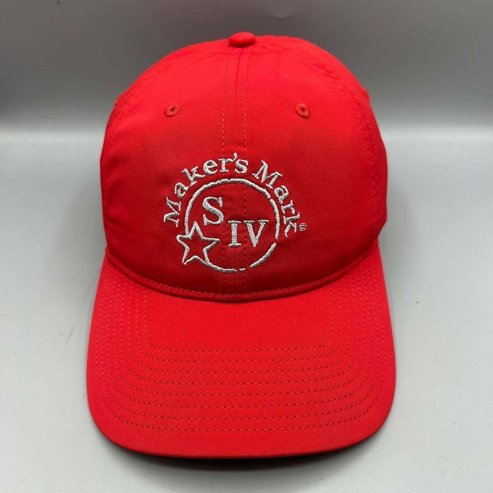 Maker's Mark SIV Hat Men Red Embroidered The Game Strap Back Cap New